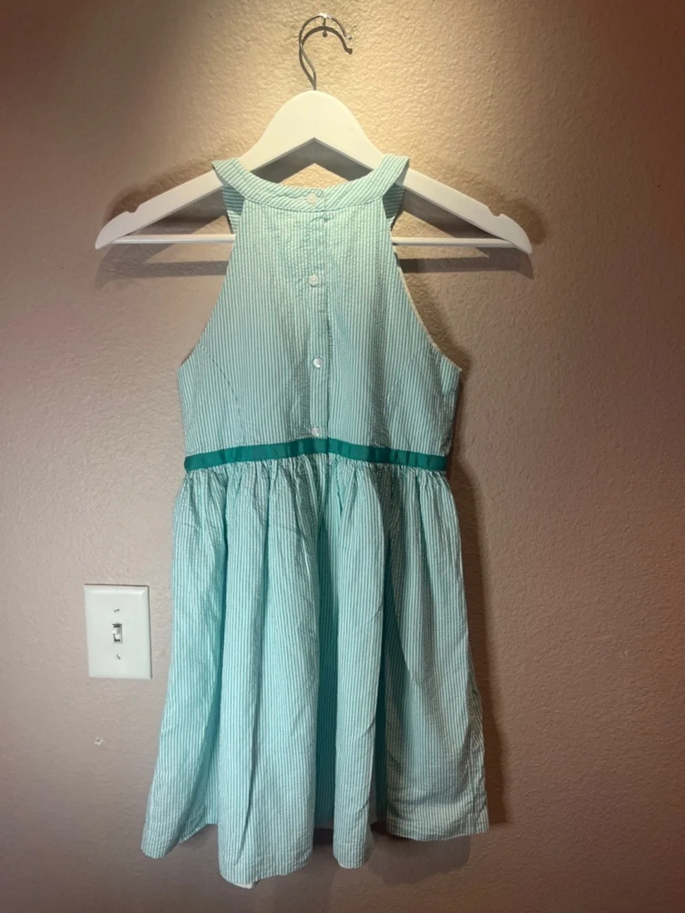 Gymboree Girl’s Green white Seersucker Cotton Dress Size 12